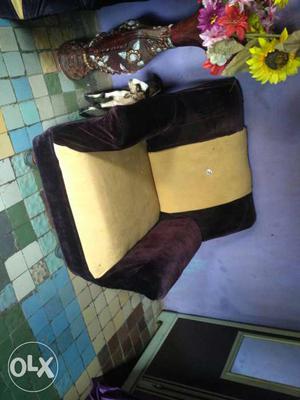 Beige And Black Suede Sofa Chair