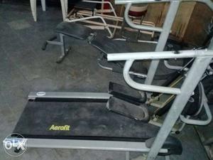 Black And Gray Aerofit Treadmill Machine