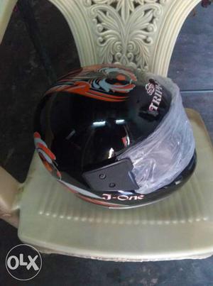 Black And Orange Full-face Helmet