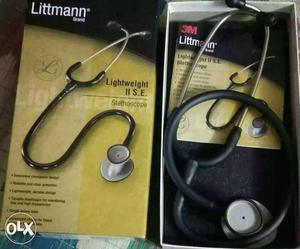 Black And Silver LIttmann Lightweight Stethoscope With Box