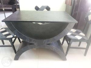 Black Wooden Dining Table Set