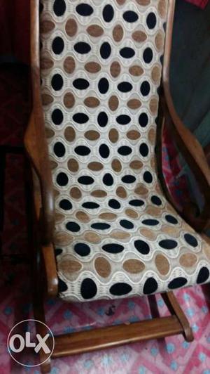 Brown And Black Polka Dot Padded Rocking Chair