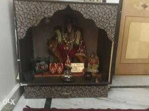 Brown And Grey Wooden Floral Home Altar