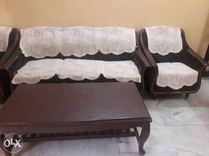 Brown Wooden Sofa Set