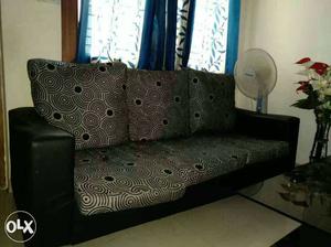 Gray and Black leather 5-seat Sofa