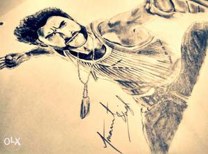 Hand made pencil sketch of Wolverine with minute