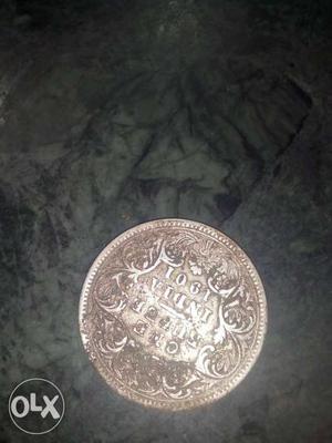 One rupee indian coin silver coin of year 