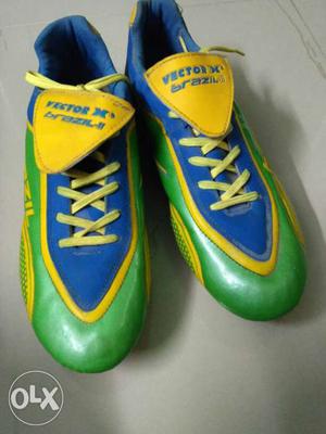Pair Of Blue-and-green Vector X Brazil Sneakers