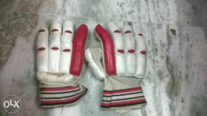 Pair Of White-abd-red Gloves
