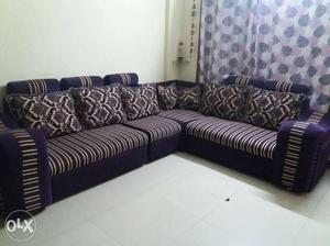 Purple And White Stripe Sectional Sofa