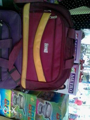 Purple And Yellow Suede Duffel Bag