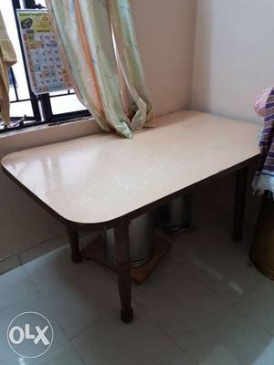 Rectangular Beige And Brown Wooden Table