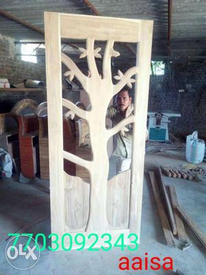 Rectangular Brown Wooden Tree Board Decor