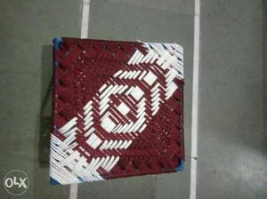 Red And White Woven Stool