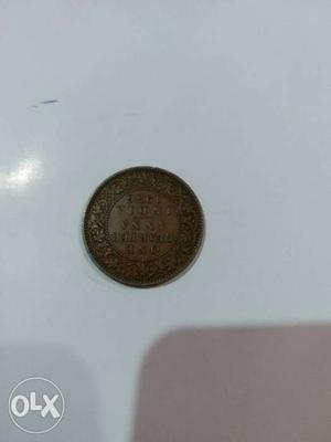 Round Copper Indian Anna Coin