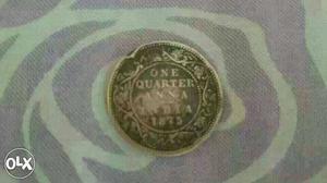 Round Gold One Quarter Anna Coin