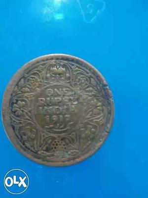 Round One Rupee Indian Coin