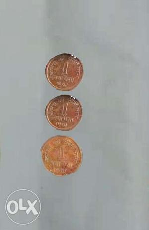 Round Three Copper Coin