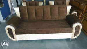Solid fabric three seater sofa.+ pillow