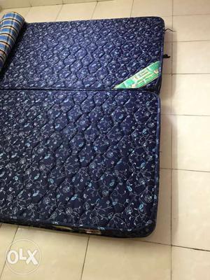Two Black Floral Printed Quilted Mattress