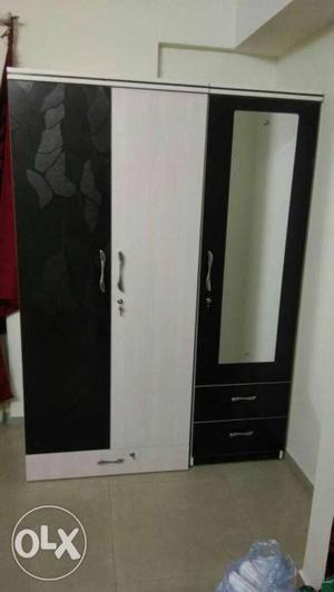 White And Black 3 Door Cabinet