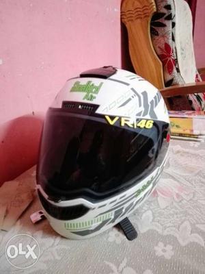 White And Gray VR 46 Motorcycle Helmet