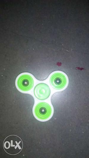 White And Green 3-blade Fidget Spinner