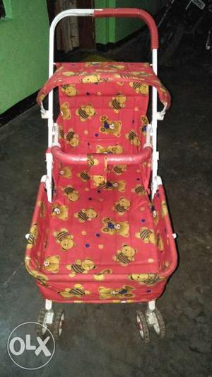 White, Red, And Yellow Bear Print Stroller