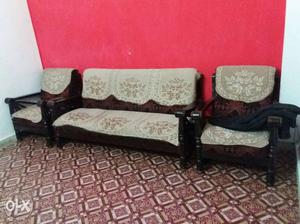 3-piece Brown Fabric Sofa Set