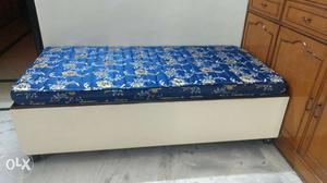 3 x 6 ft wooden box bed with new one mattress