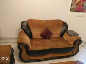 7 seater sofa, velvet & faux leather fabric,