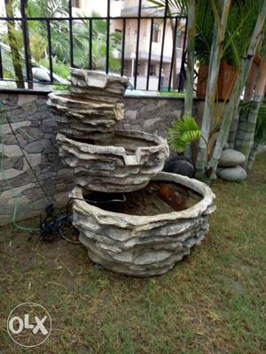 Beige And Gray 4-tiered Outdoor Water Fountain