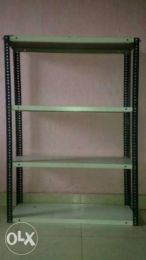 Black And Gray Steel Framed Wooden Four Tier Rack