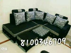 Black Sectional Padded Couch