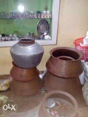 Brown And Gray Ceramic Jars