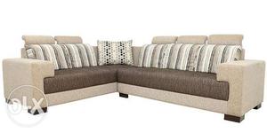 Brown And Gray Fabric Sectional Sofa