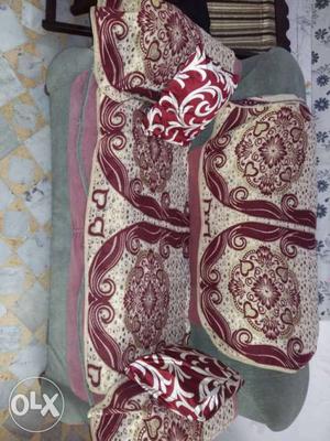 Brown And Maroon Floral Sofa Seat Cover