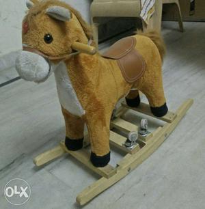 Brown And White Rocking Horse for kids