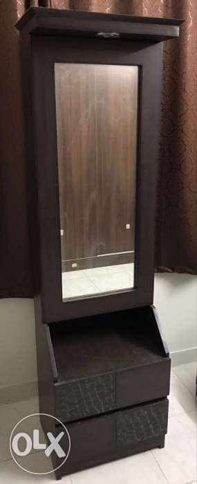Brown Wooden 2-drawer Dresser With Mirror