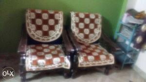 Brown-and-beige Wooden Armchairs