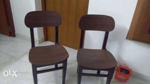 Godrej Two Brown Wooden Armless Chairs 2 years old