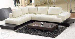L shape sofa set with wooden center table