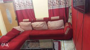 L shaped sofa set # red colour #stylish