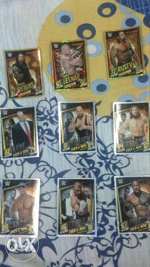 Nine WWE Wrestler Trading Cards