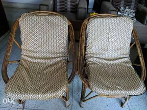 One set of brown cane chair with cushion covers for living