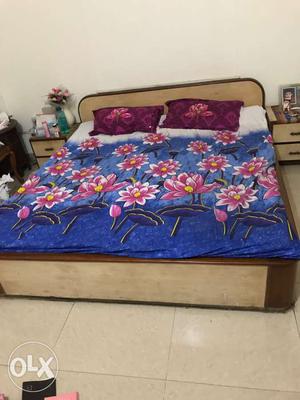 Pure sagwan Bed with 2 side table and dressing