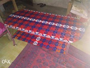 Red And Blue Tribal Print Table
