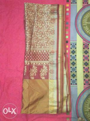 Red, Brown And Beige Floral Print Dupatta