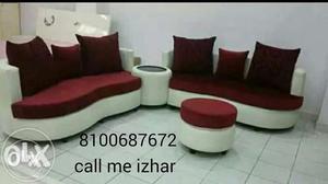 Red & white designer v shape sofa