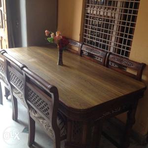 Six seater dining table made of sagwan wood in